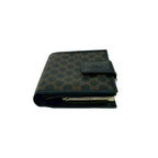 Celine Vintage Macadam Blason Pattern Leather Kiss Lock Bifold Wallet Black — view 5