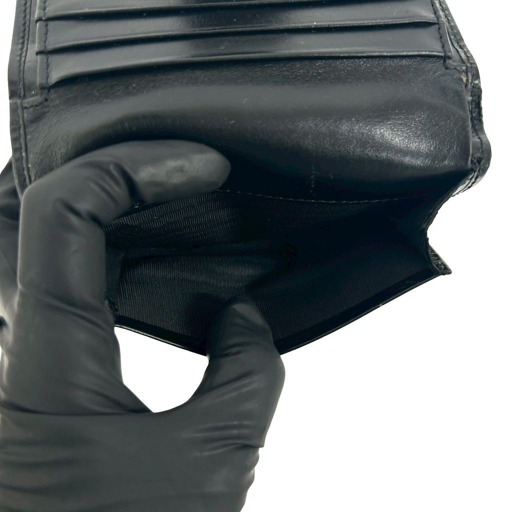 Celine Vintage Macadam Blason Pattern Leather Kiss Lock Bifold Wallet Black — view 9