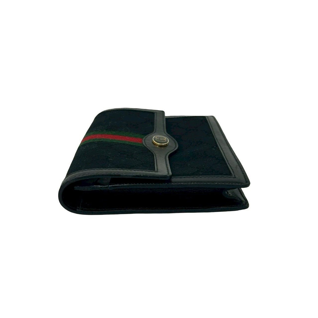 Gucci Vintage GG Logo Sherry Line Canvas Leather Pouch Black — view 4