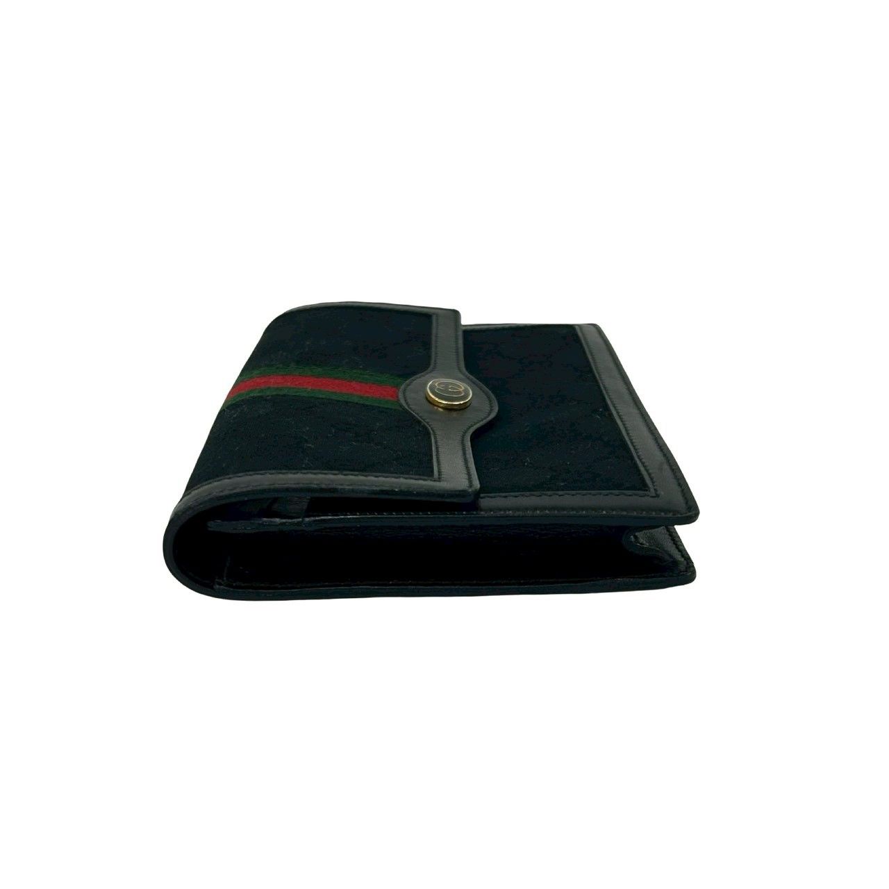Gucci Vintage GG Logo Sherry Line Canvas Leather Pouch Black — view 4