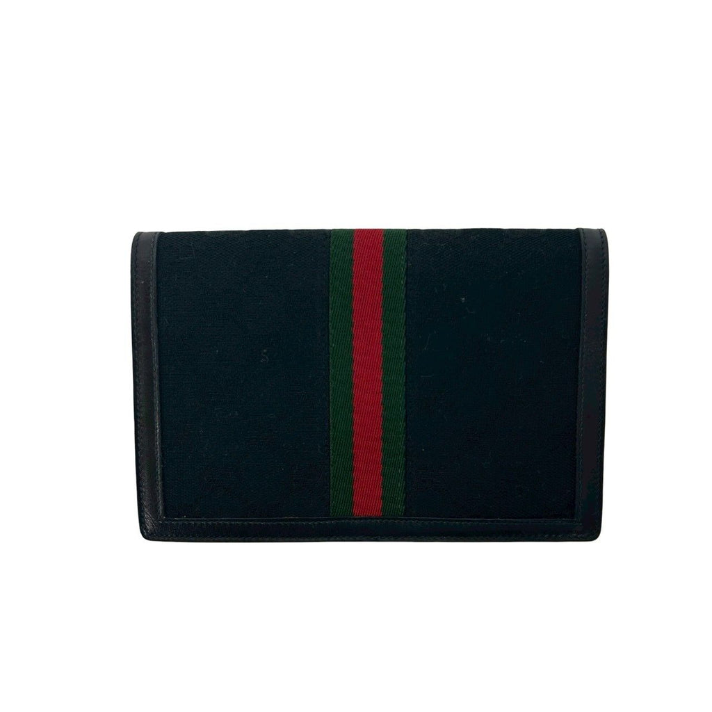 Gucci Vintage GG Logo Sherry Line Canvas Leather Pouch Black — view 2
