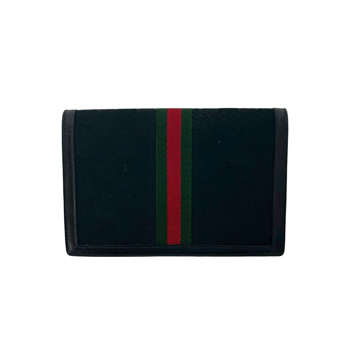 Gucci Vintage GG Logo Sherry Line Canvas Leather Pouch Black — view 2