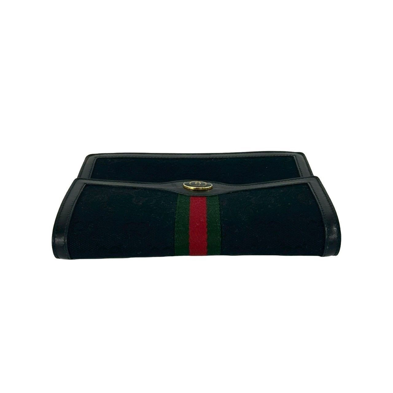 Gucci Vintage GG Logo Sherry Line Canvas Leather Pouch Black — view 3