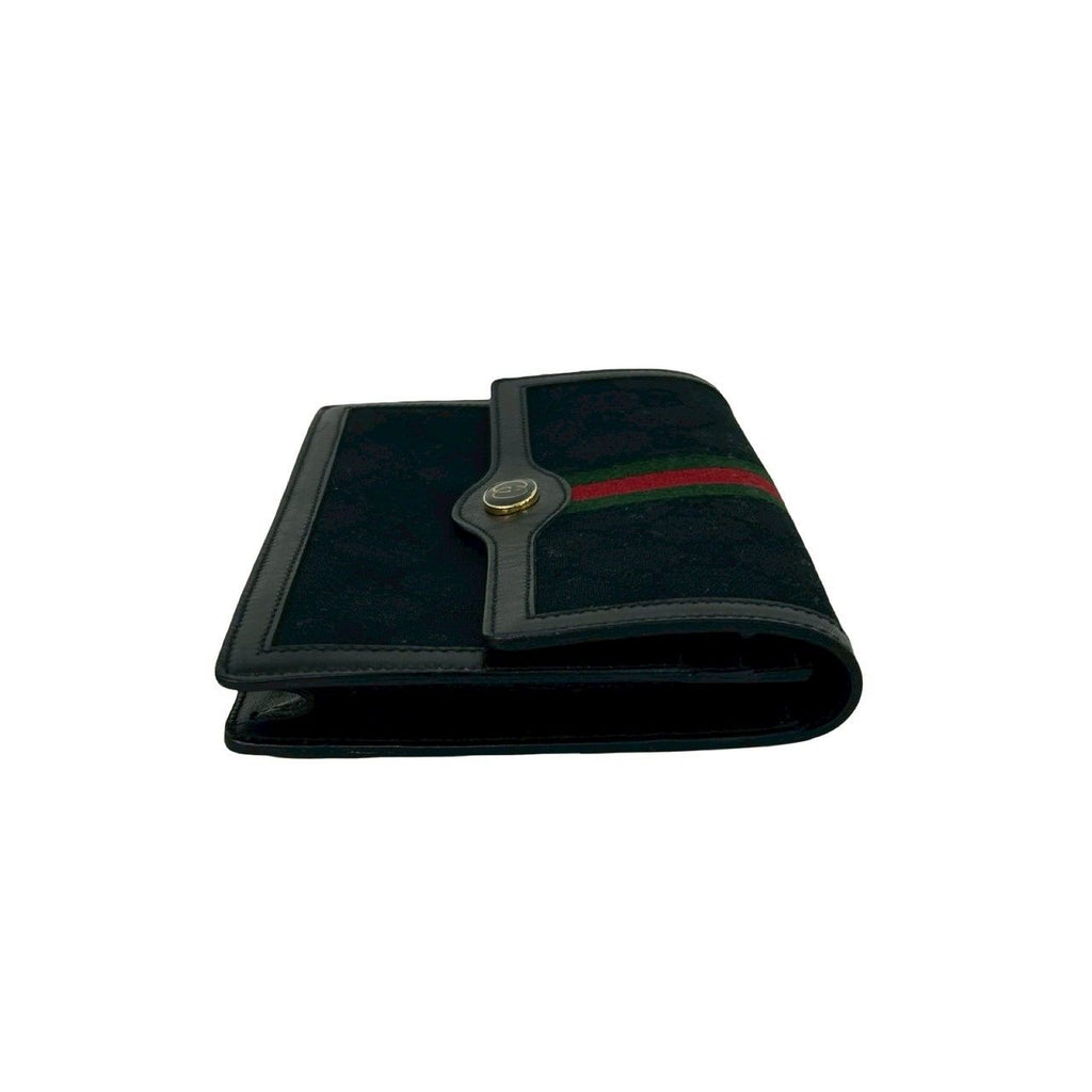 Gucci Vintage GG Logo Sherry Line Canvas Leather Pouch Black — view 5