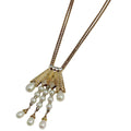 Dior Faux Pearl Necklace Rhinestone Gold