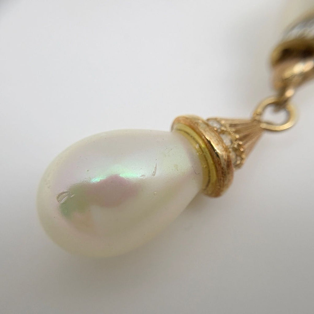 Dior Faux Pearl Necklace Rhinestone Gold — view 4
