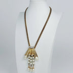 Dior Faux Pearl Necklace Rhinestone Gold — view 5