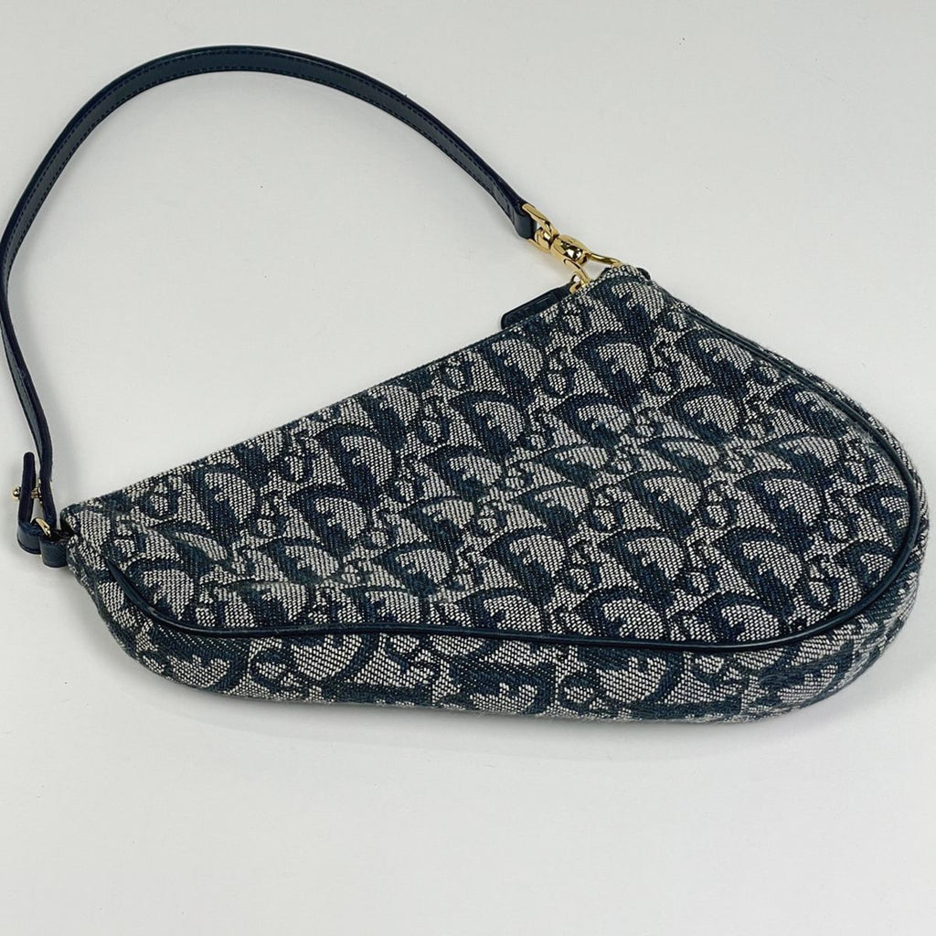Dior Trotter Pattern Saddle Bag Canvas Navy — view 2
