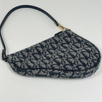 Dior Trotter Pattern Saddle Bag Canvas Navy — view 2