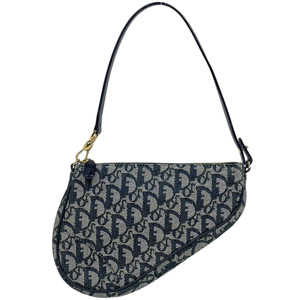 Dior Trotter Pattern Saddle Bag Canvas Navy