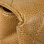 Chanel CC Logo Handbag Quilted Caviar Leather Beige — view 4