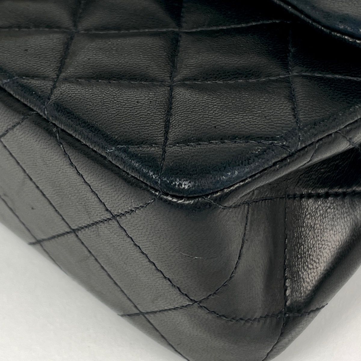 Chanel Quilted Double Flap Chain Shoulder Bag CC Logo Leather Black — view 3