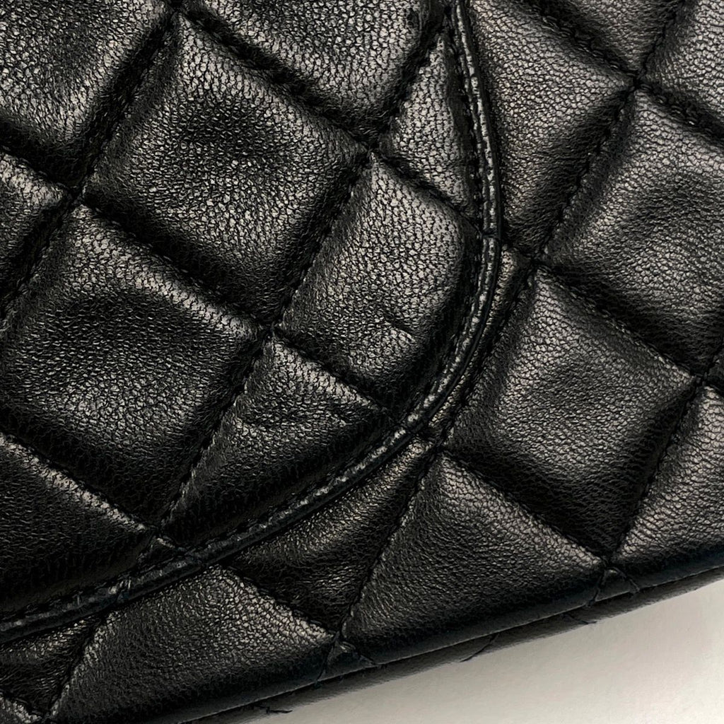 Chanel Quilted Double Flap Chain Shoulder Bag CC Logo Leather Black — view 5