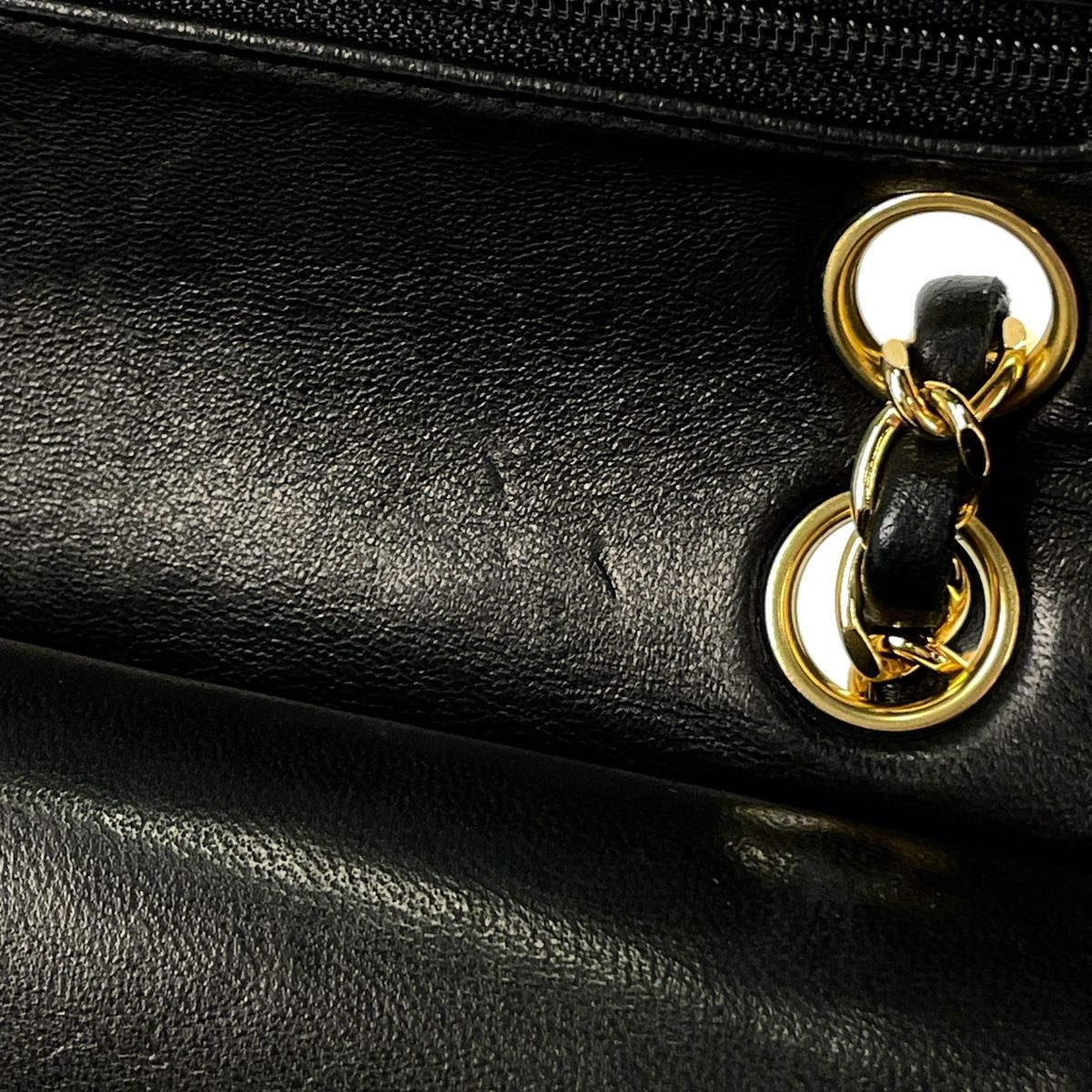 Chanel Quilted Double Flap Chain Shoulder Bag CC Logo Leather Black — view 8