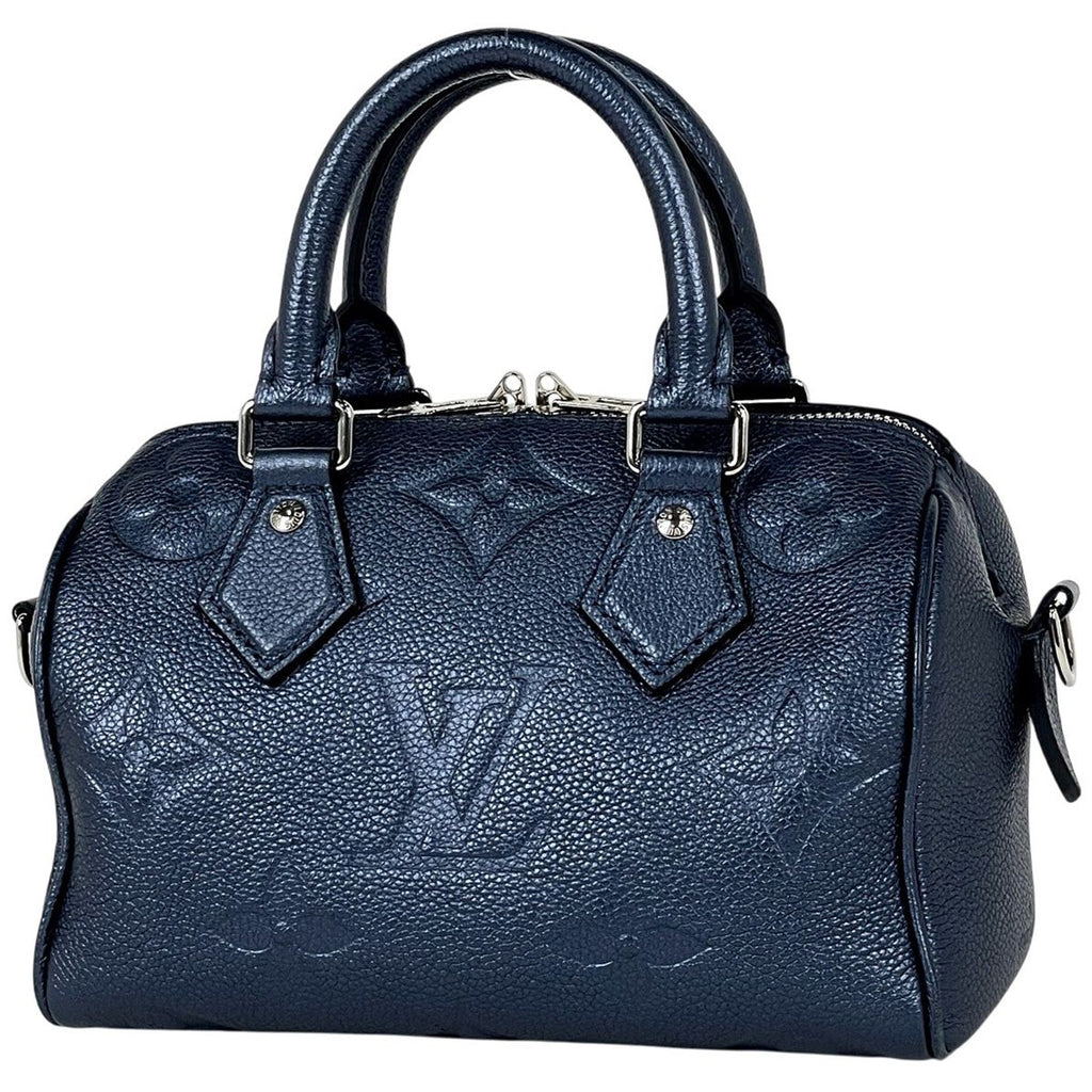 Louis Vuitton Speedy Bandouliere 20 2-Way Handbag Monogram Empreinte Navy Blue