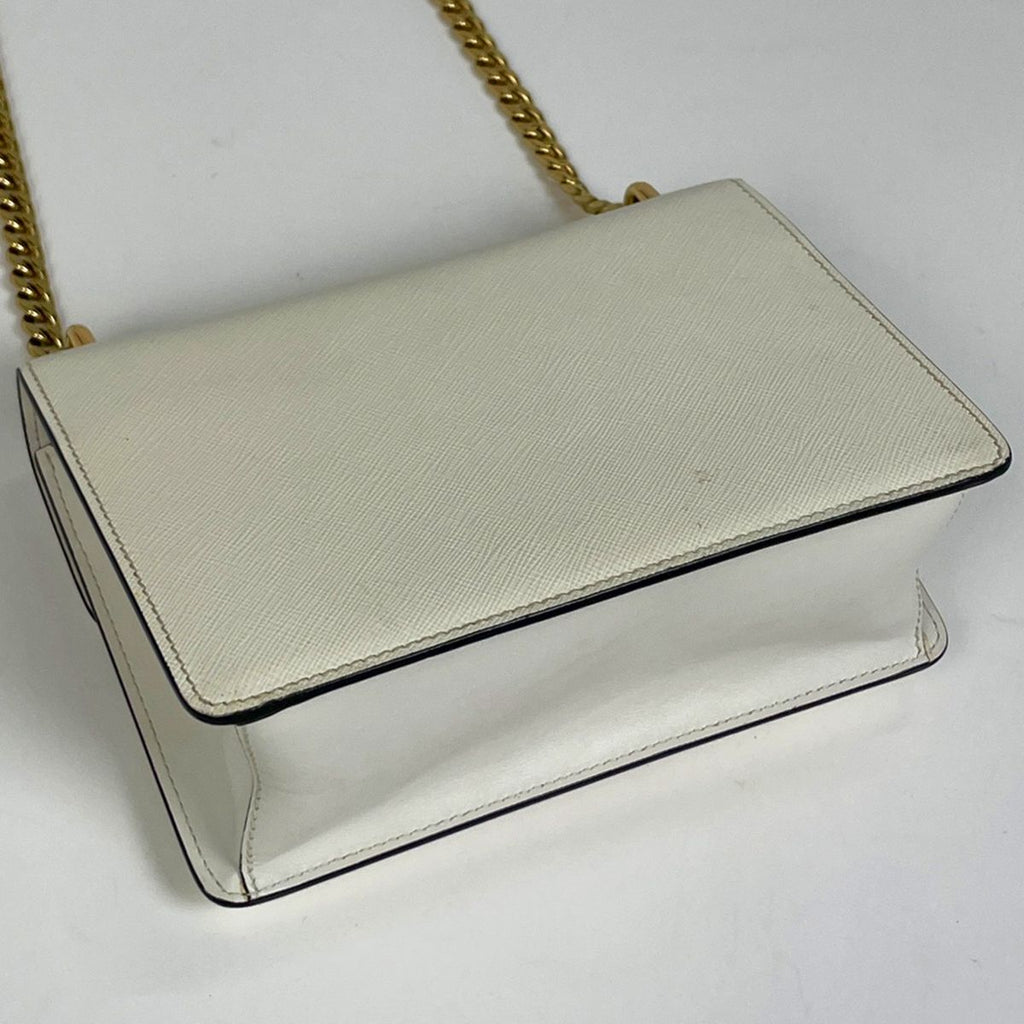 Prada Chain Shoulder Bag Saffiano Leather White — view 2
