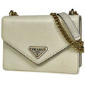 Prada Chain Shoulder Bag Saffiano Leather White