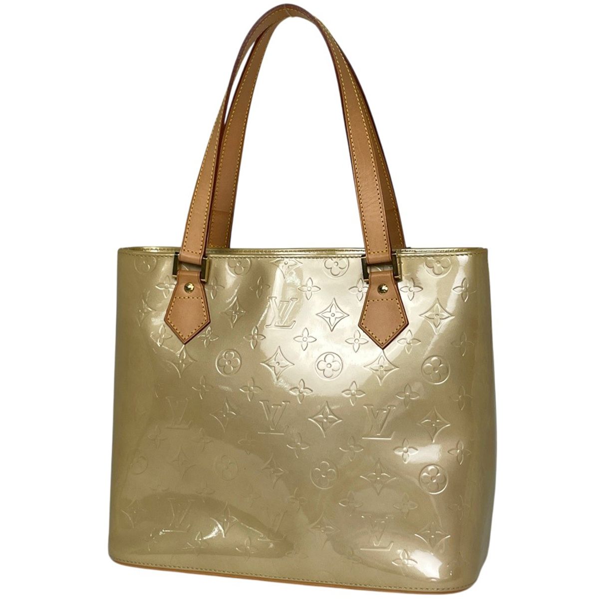 Louis Vuitton Houston Enamel Patent Tote Monogram Vernis Beige