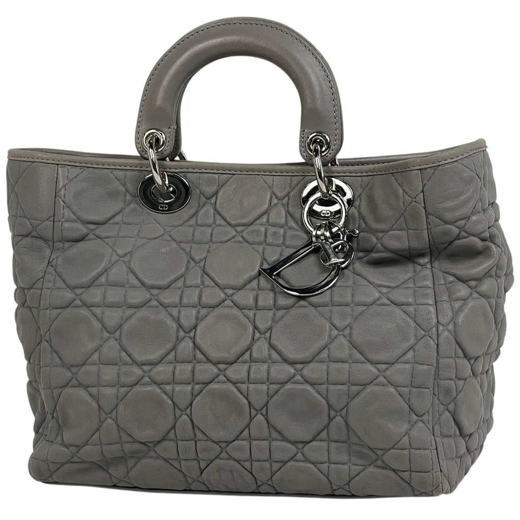 Dior Cannage Handbag Leather Gray
