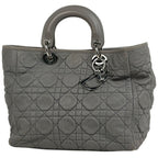 Dior Cannage Handbag Leather Gray