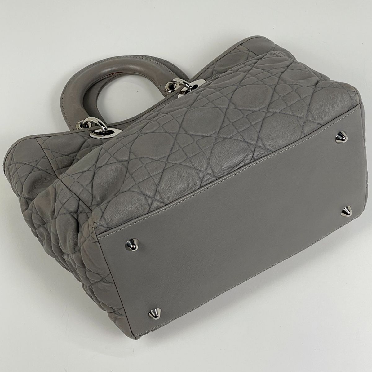 Dior Cannage Handbag Leather Gray — view 2