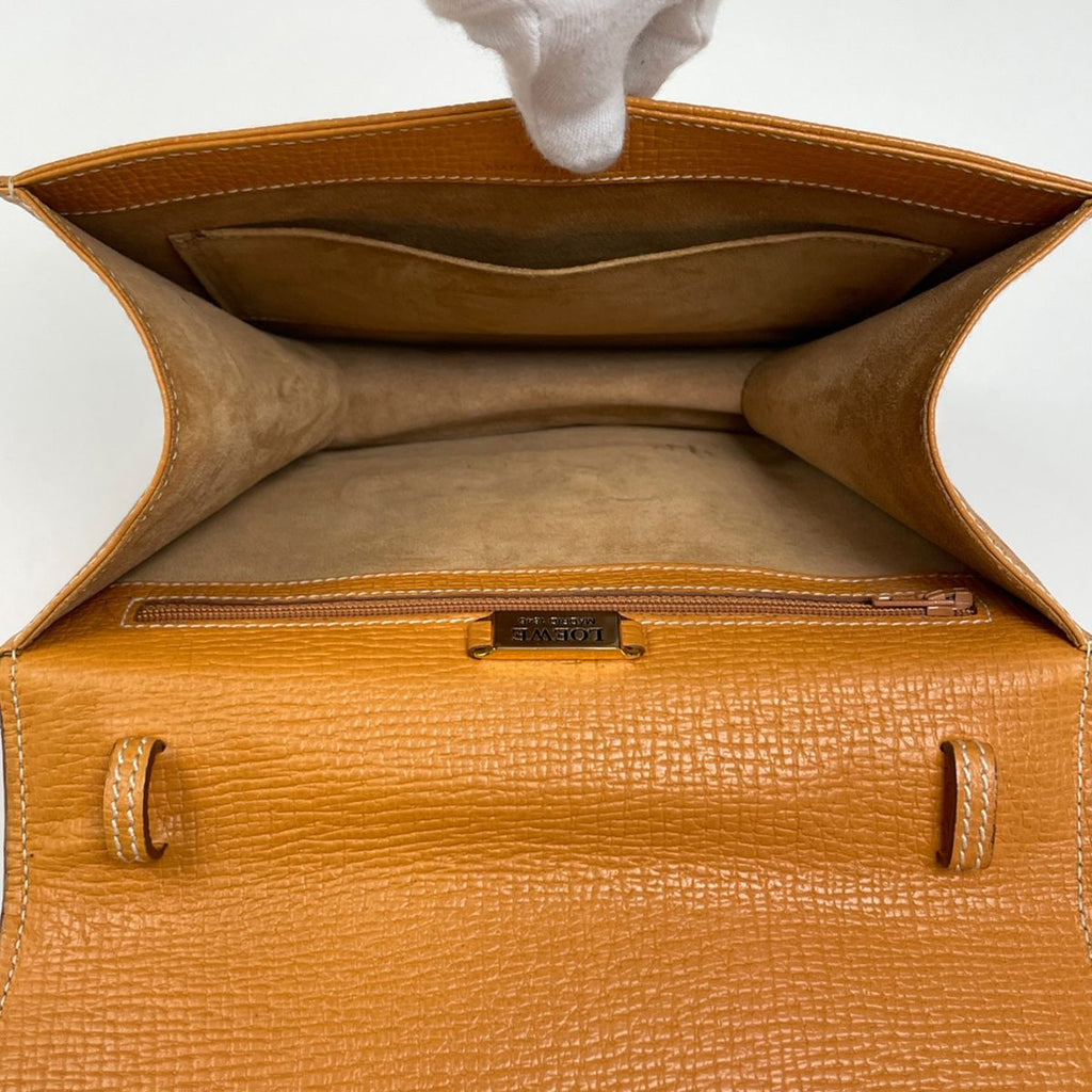 Loewe Barcelona Handbag 2-Way Leather Orange Yellow — view 9