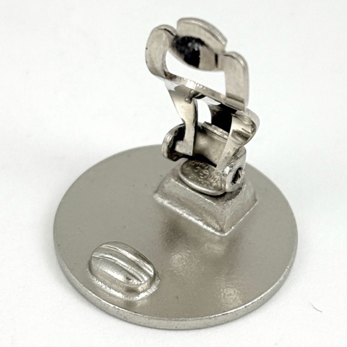 Chanel CC Logo Round Earrings Silver Plated — view 3