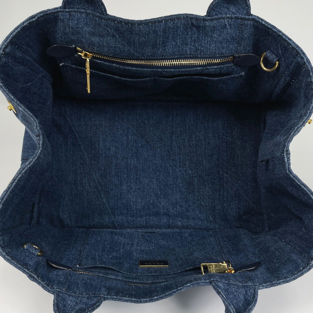 Prada Canapa Tote 2-Way Denim Blue — view 7
