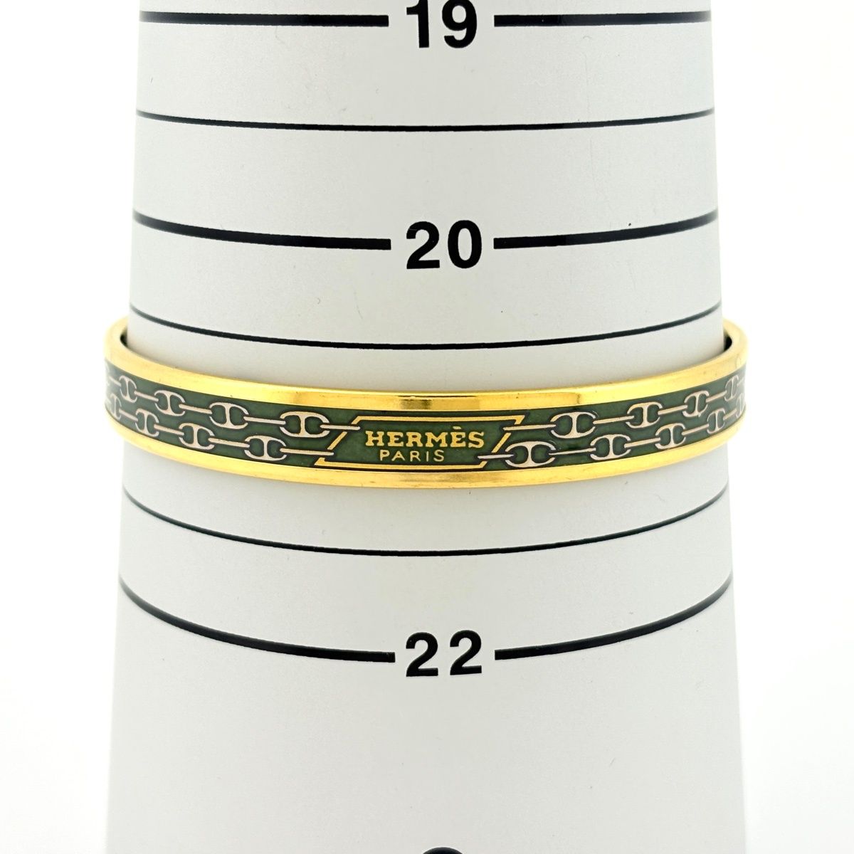 Hermes Enamel PM Bracelet Cloisonne Bangle Gold Plated Green — view 5