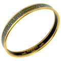 Hermes Enamel PM Bracelet Cloisonne Bangle Gold Plated Green