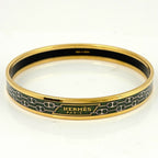 Hermes Enamel PM Bracelet Cloisonne Bangle Gold Plated Green — view 3