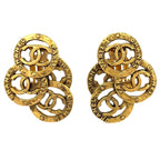Chanel CC Logo Earrings Gold Plated