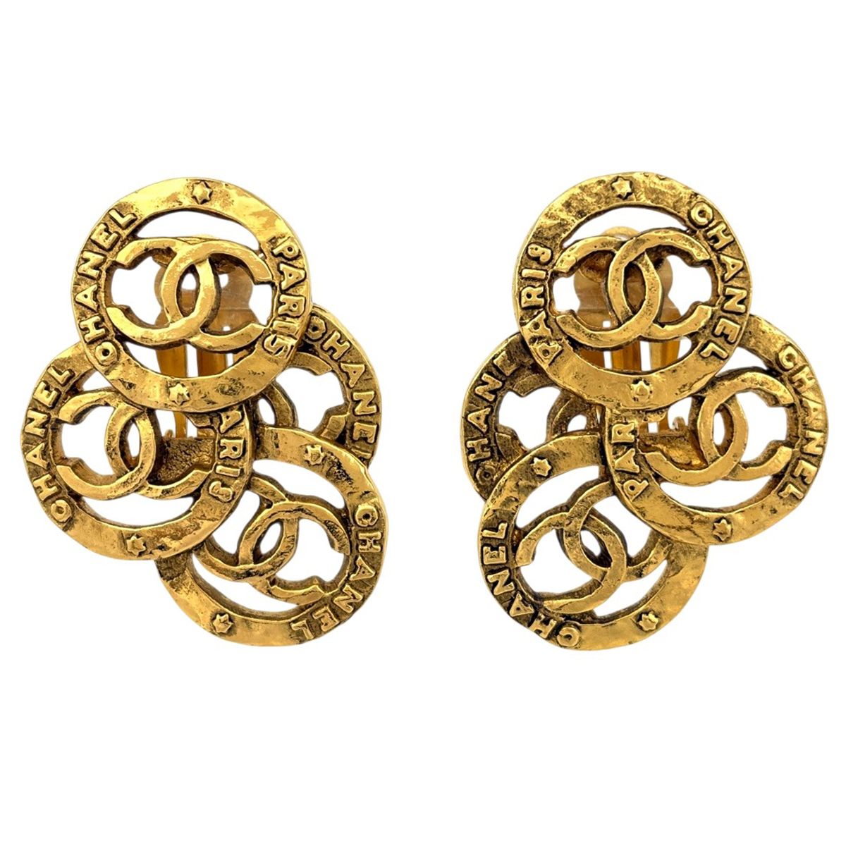 Chanel CC Logo Earrings Gold Plated