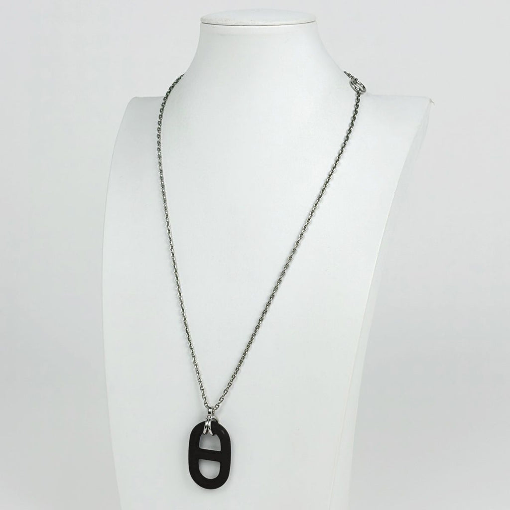 Hermes Chaine D'ancre Vulcanium Necklace Metal Silver Brown — view 5