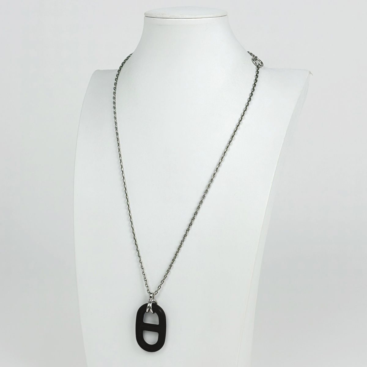 Hermes Chaine D'ancre Vulcanium Necklace Metal Silver Brown — view 5