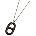 Hermes Chaine D'ancre Vulcanium Necklace Metal Silver Brown