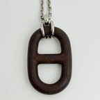 Hermes Chaine D'ancre Vulcanium Necklace Metal Silver Brown — view 2