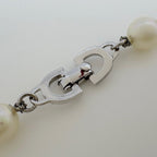 Dior Faux Pearl Necklace Silver Plated White — view 3