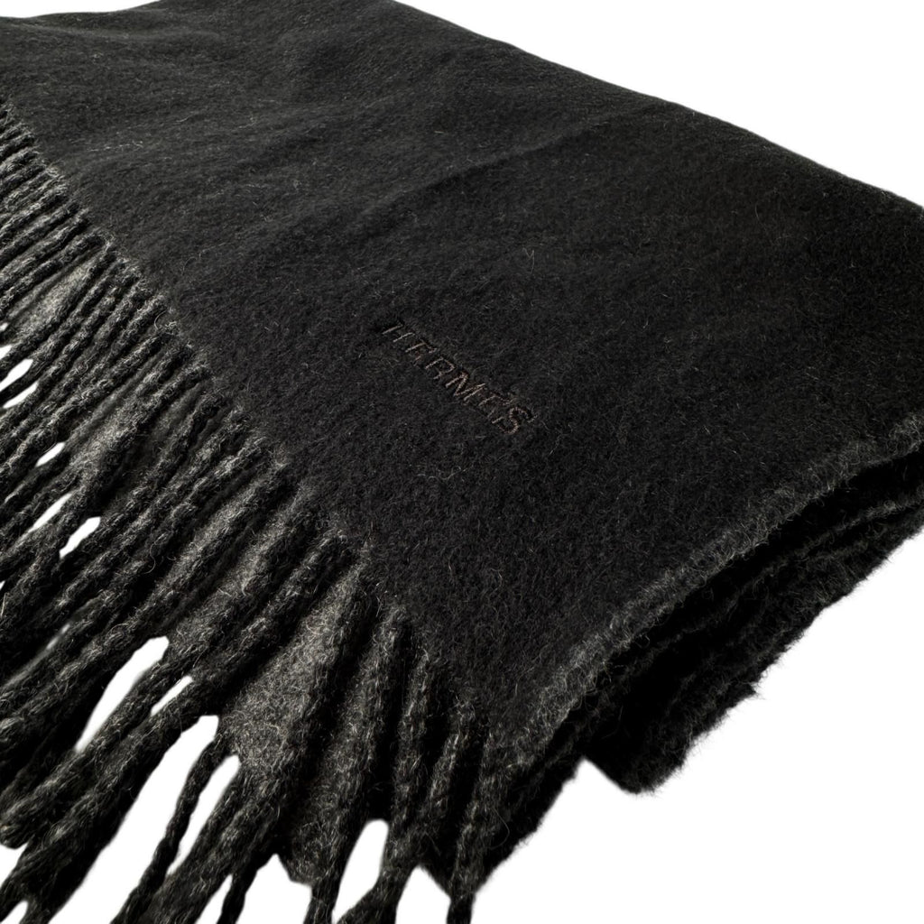 Hermes Scarf Black Gray Fringe No — view 3