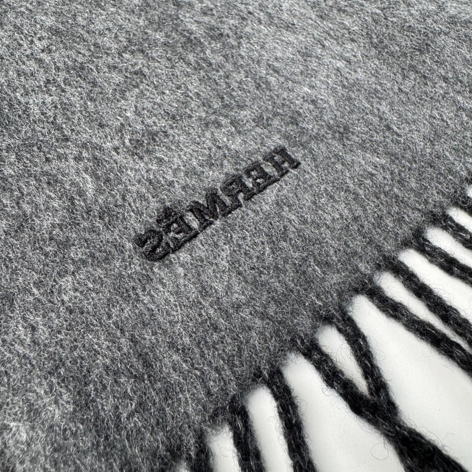 Hermes Scarf Black Gray Fringe No — view 5