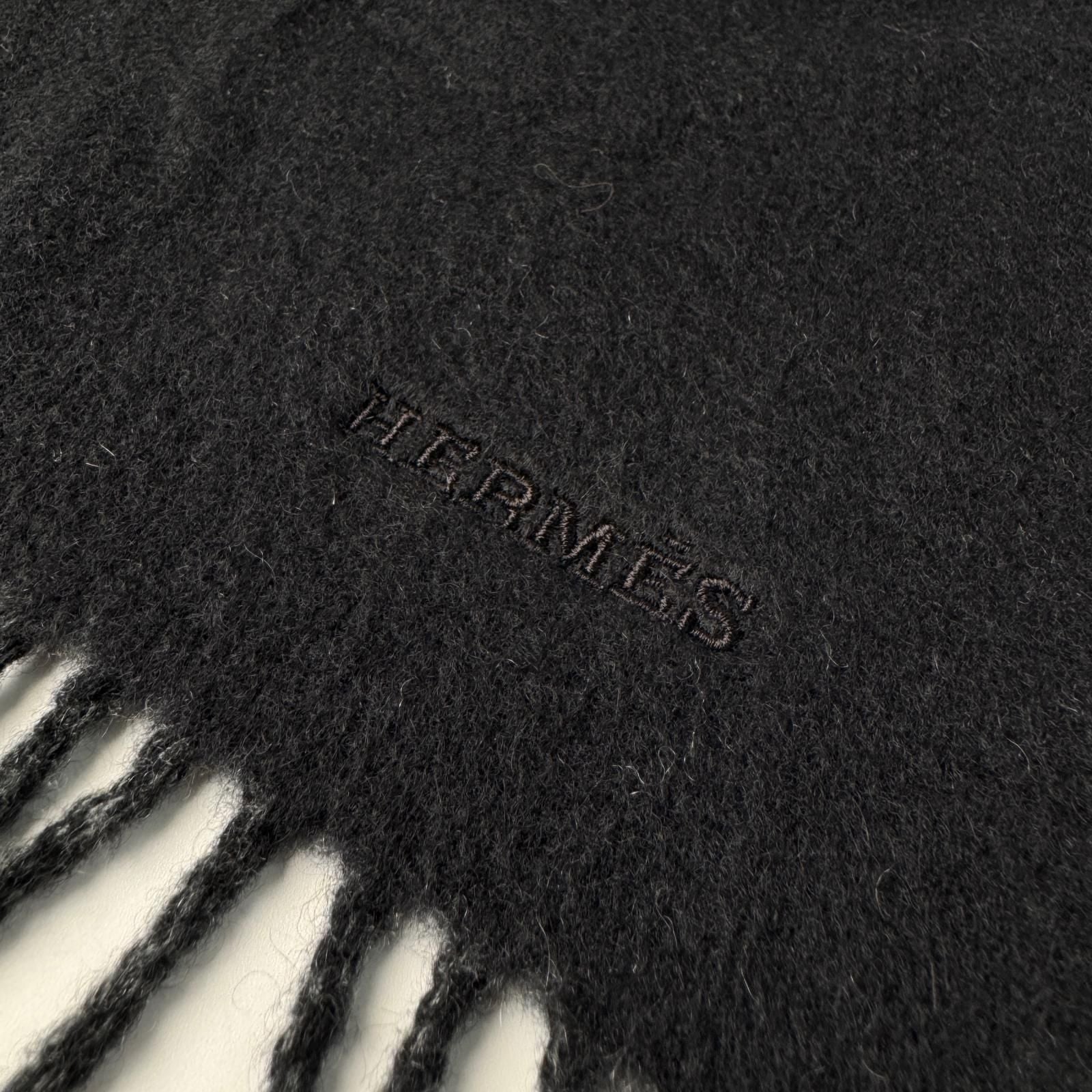 Hermes Scarf Black Gray Fringe No — view 4