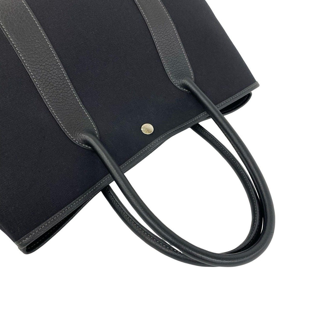 Hermes Garden Party PM Toile Officier Buffalo Leather Tote Black — view 4