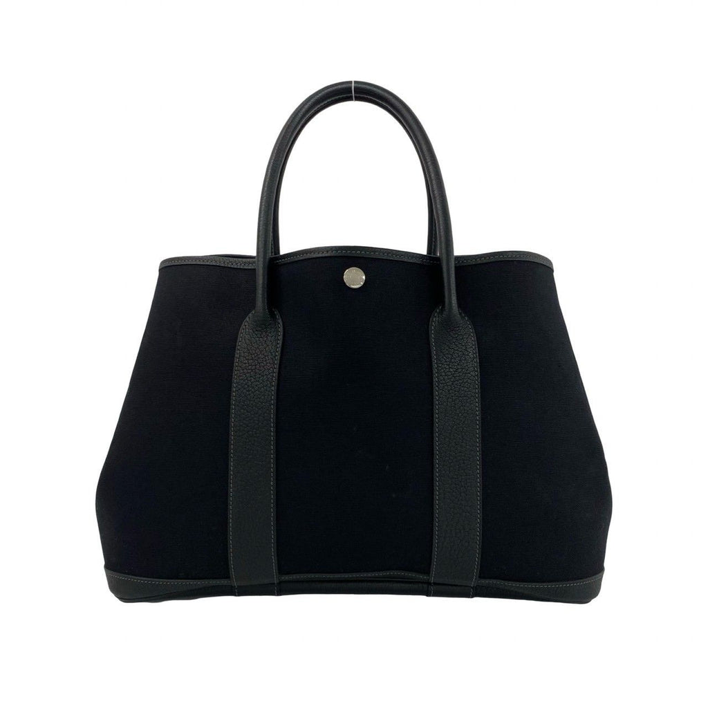 Hermes Garden Party PM Toile Officier Buffalo Leather Tote Black — view 3