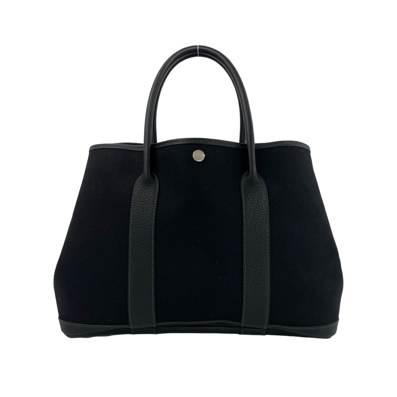 Hermes Garden Party PM Toile Officier Buffalo Leather Tote Black — view 3
