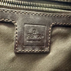 Fendi Zucca Pattern Logo Buckle Leather Canvas Dark Brown Handbag Silver — view 4