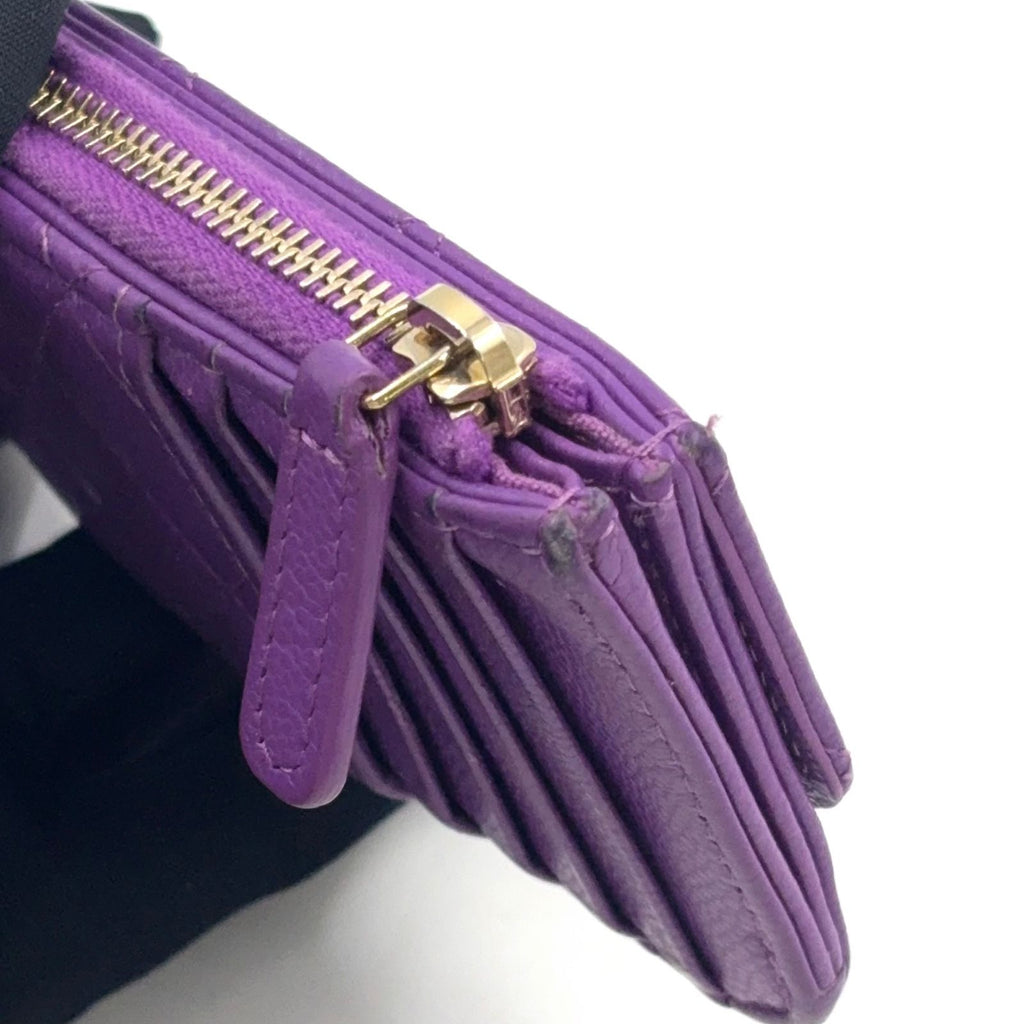 Chanel Quilted Classic Random Caviar Leather Purple Coin Case Gold — view 9