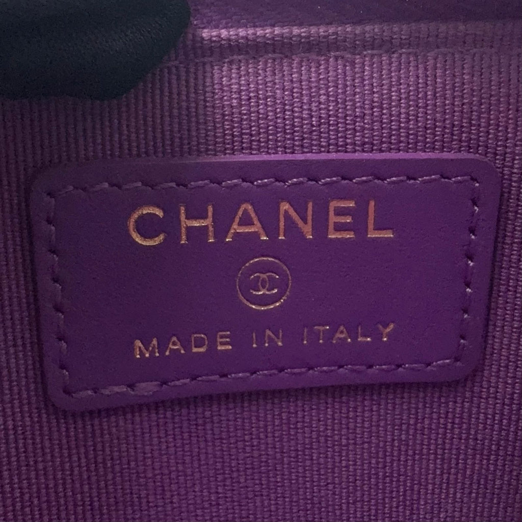 Chanel Quilted Classic Random Caviar Leather Purple Coin Case Gold — view 4