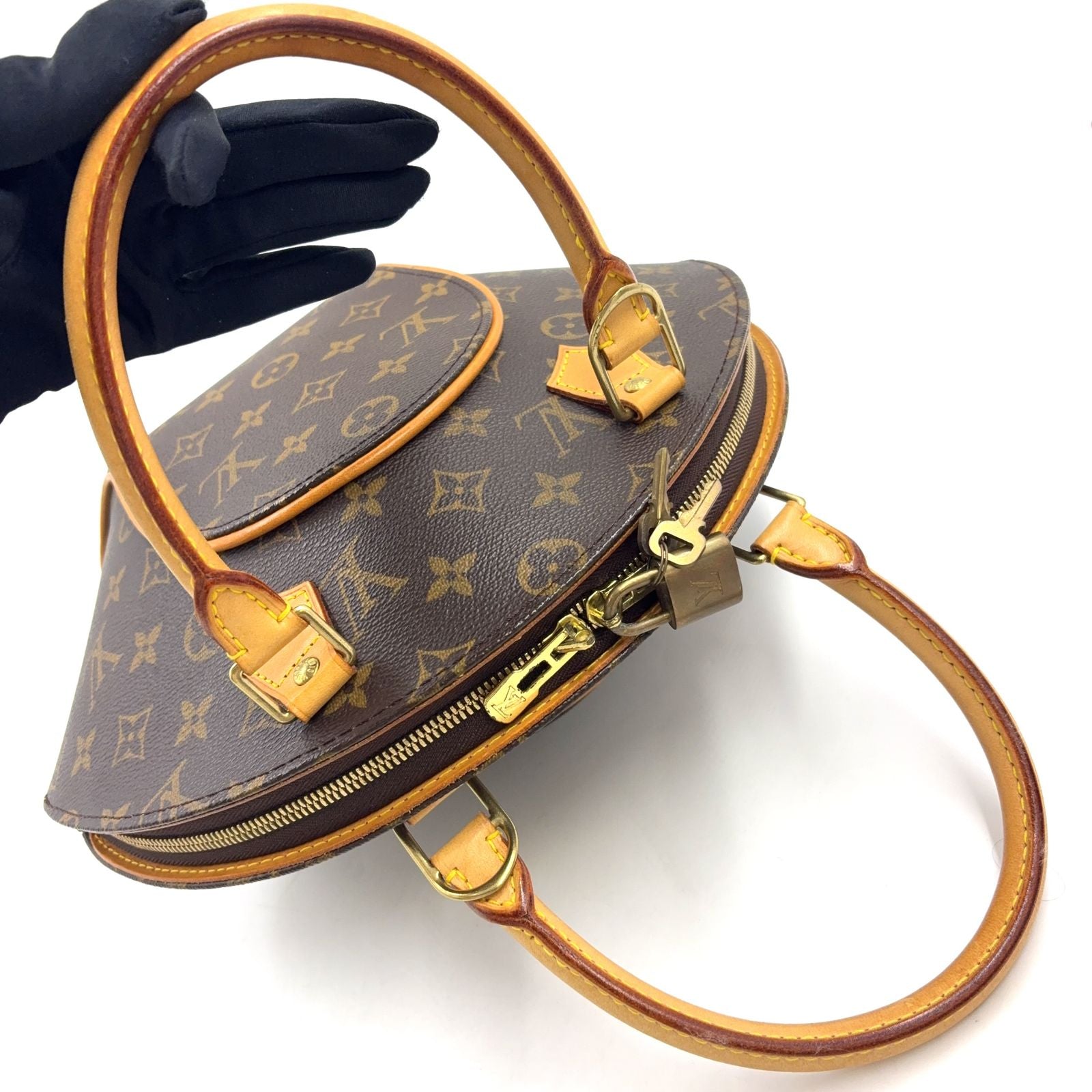 Louis Vuitton Ellipse PM Monogram Leather Brown Light Handbag Gold — view 9