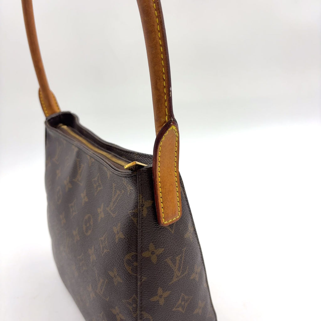 Louis Vuitton Looping MM Monogram Leather Brown Light Handbag Gold — view 6