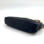 Prada Tessuto Saffiano Nylon Leather Black Chain Shoulder Bag Gold — view 8